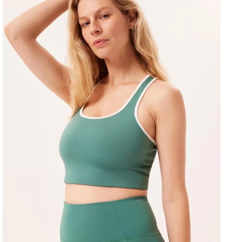 Girlfriend Collective Green/White Paloma Bra M